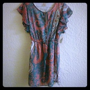 Forever 21 beautiful aqua/pink Dress